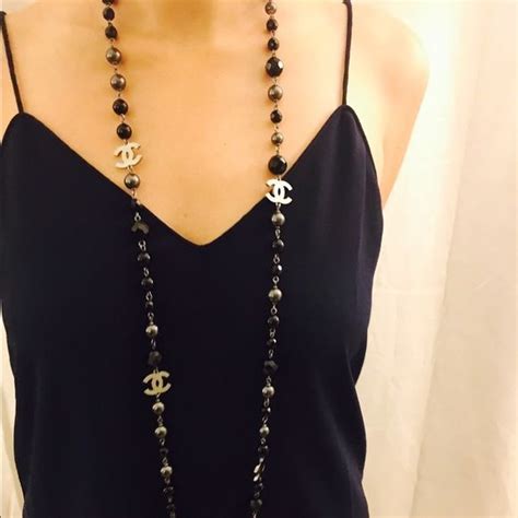 black chanel necklace classic|how to authenticate chanel jewelry.